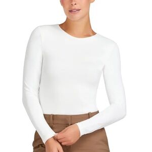White Long-Sleeve Crewneck Top - Women